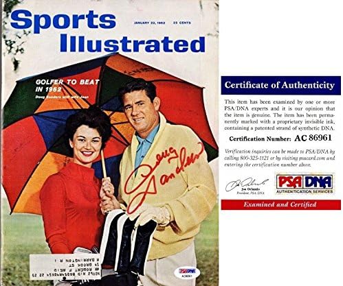 Подпис Дъга Сандерса - Оригинален списание Спортс илюстрейтид, 1962, с автограф + Автентичността на PSA / ДНК - Списания по голф
