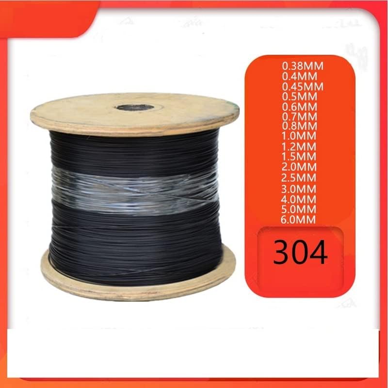 HQ BC01 Черно въже от неръждаема стомана 304 с PVC пластмасово покритие Диаметър 0,38-6 мм и След нанасяне На покритие върху Гъвкав