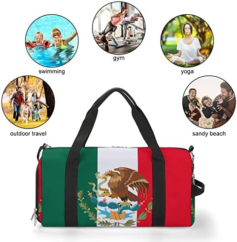 Мексикански Флаг Пътна Спортна Чанта Gymbag Weekender Чанти, Спортни сакове за Фитнес Пътната с Отделение за Обувки за Жени, Мъже