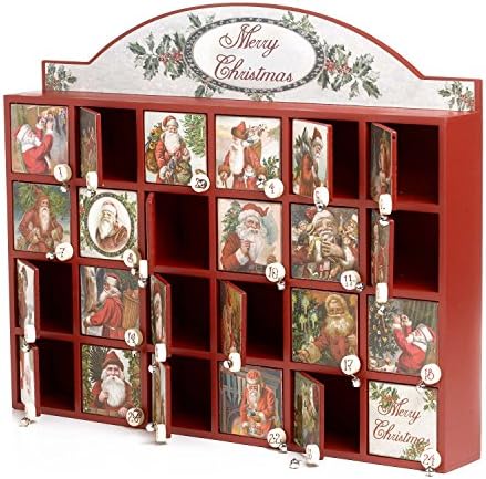 Ретро Адвент-календар на Дядо Коледа от Дърво с врати от Primitives by Туроф