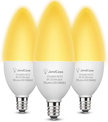 Жълти led Крушки JandCase от насекоми, Жълти Крушки-Свещници E12, Жълти led лампи E12 с регулируема яркост, 6 W (Еквивалент на 60