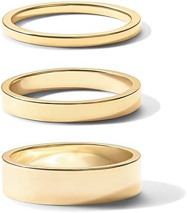 PAVOI 18-Каратный Позлатен Комплект от 3 на Пръстените | Златни Пръстени за Жени | Комплект Пръстени за Подреждане