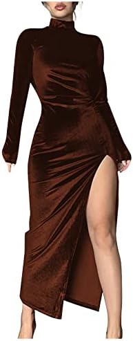 NOKMOPO Рокли за жени 2023 Вечерни Модни Обикновена Рокля с Набори в кръста, намаляване, V-образно деколте, Дълъг Ръкав