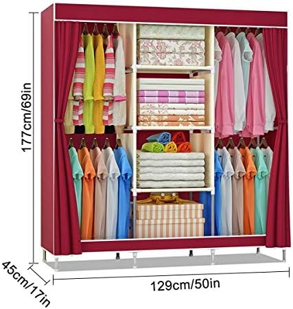 WSZJJ Шкаф от Нетъкан текстил с Голям Капацитет, Сгъваем Портативен гардероб, Шкаф за съхранение на Дрехи, Мебели за дома (Цвят: C)