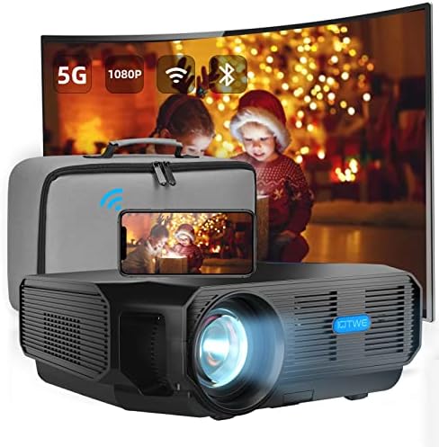 Собствен проектор 1080p HD Проектор, WiFi, Bluetooth, Проектор 5G WiFi Преносим видео проектор за Домашно Кино, Съвместима с смартфони, HDMI, VGA, USB, iOS и Android