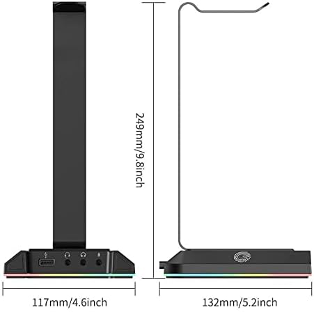 Поставка за слушалки, Държач за слушалката с обемен звук 7.1 и RGB осветление, поставка за гейм слушалки с USB порт и 3,5 мм, поставка