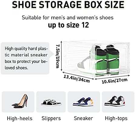 Кутия за съхранение на обувки Stebopum, 8 опаковки, Прозрачна Пластмасова Штабелируемый Органайзер за обувки с магнитна като предната,