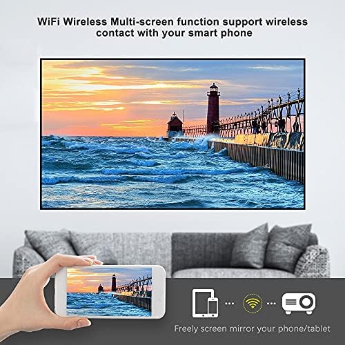 ZLXDP на цял екран за проектор с резолюция 1920x1080 P Projetor WiFi за смартфон, led 3D проектор за домашно кино, видео (Размер: