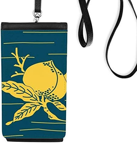 Култура На Рисуване На Жълта Праскова Телефон В Чантата Си Портфейл Окачен Мобилен Калъф Черен Джоба
