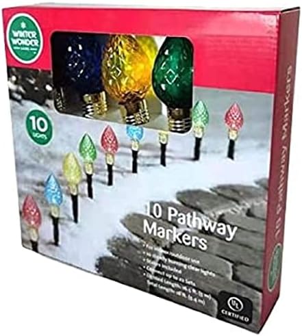 Многоцветни маркери пътя Winter Wonder Lane с електрически крушки, 11 инча (лампа с диаметър 2,76 инча), 20 броя в опаковка, като