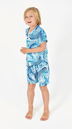 Подходяща Семейна Хавайски облекло Luau за Мъже И Жени за Момичета и Момчета в прости Сини Листа