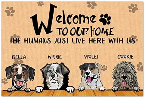 Добре дошли в нашата къща, Хората Просто Живеят Тук с нас, Входна врата на Верандата Отвън, Персонални Името на Кучето, Изтривалки