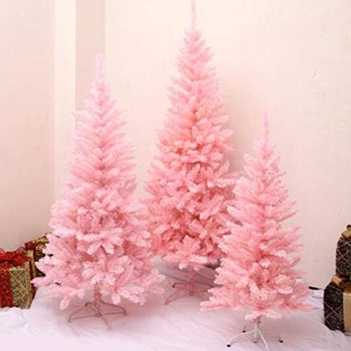 Коледно дърво ZPEE Розова Гола коледна Елха, Материал PVC Изкуствена бор на панти с метална стойка Коледна украса Подходящ за Подходящ