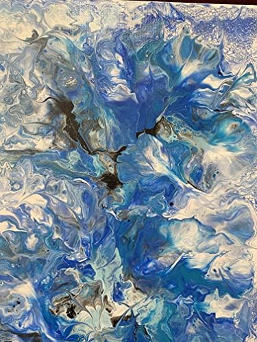 Оригинално произведение, Акрил Течна Боя Върху Платно - 12 x 24 - Blue Blooms