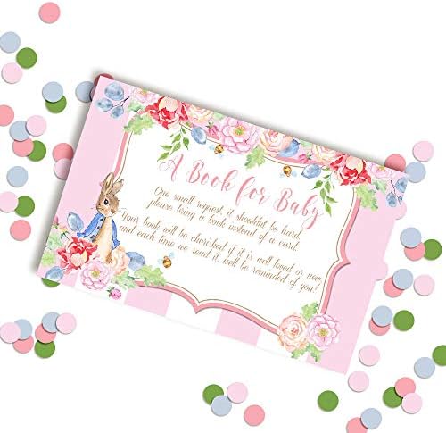 Картички Малък заек с цветя на тема Донеси ми книжка за детската душа за момичета, 20 двустранни карти с размер от 2,5 до 4 инча
